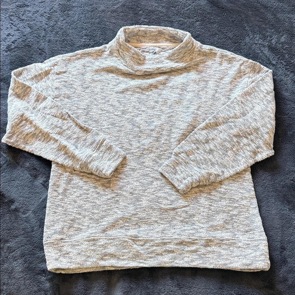 Lou & Grey Heathered Brushed Wafflestitch Mock Neck Top - XS